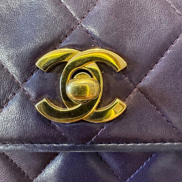 Chanel Vintage Purple Plum Lambskin Octagon Shoulder Bag GHW Authentic CoA - Picture 6 of 11